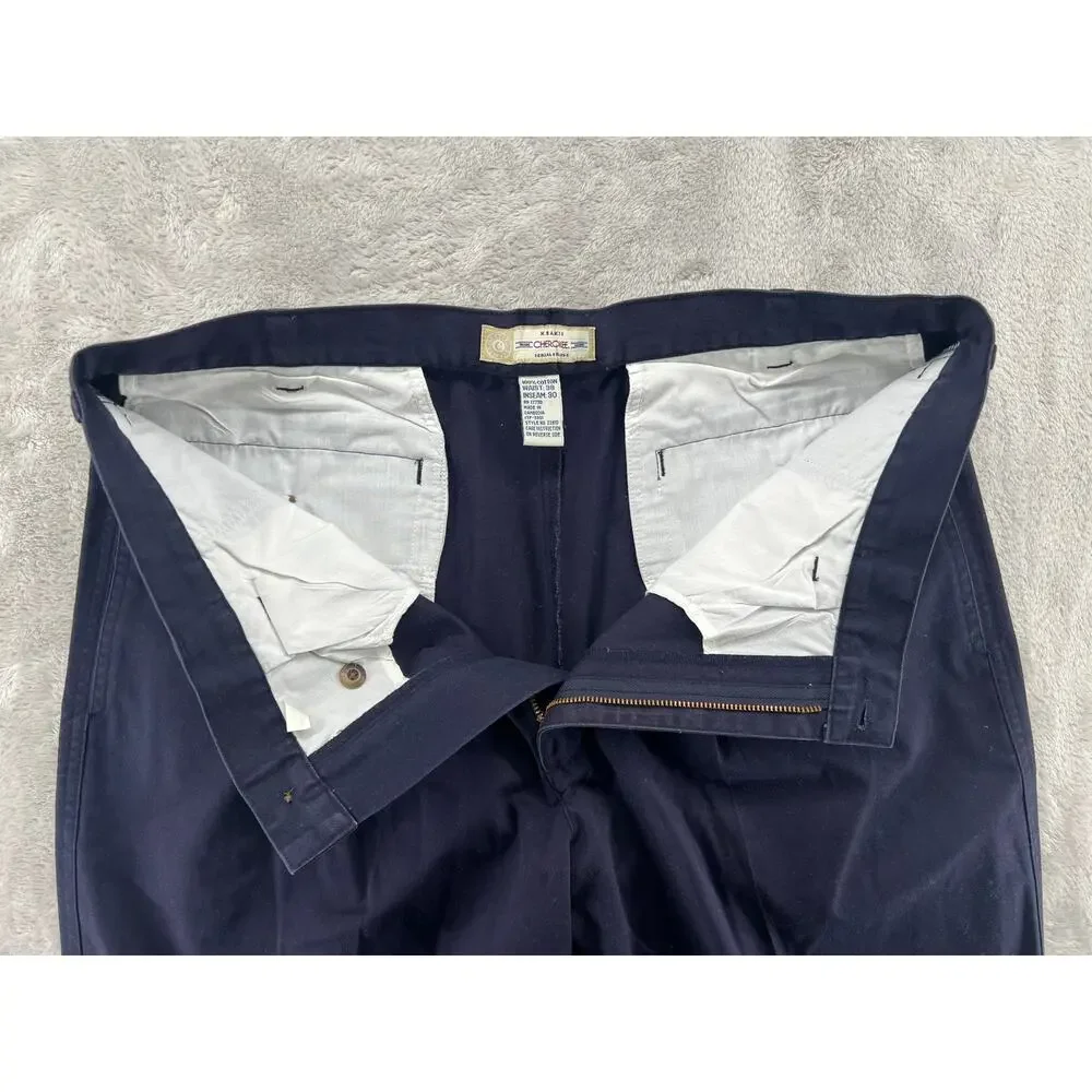 Vintage Cherokee Navy Pleated Chino Pants Men’s 38x30 Relaxed Straight Leg